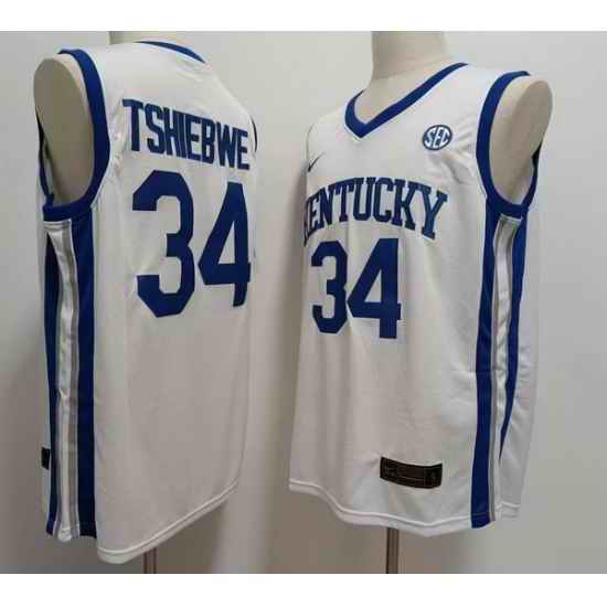Men Kentucky Wildcats #34 Oscar Tshiebwe White College Basketball Jersey
